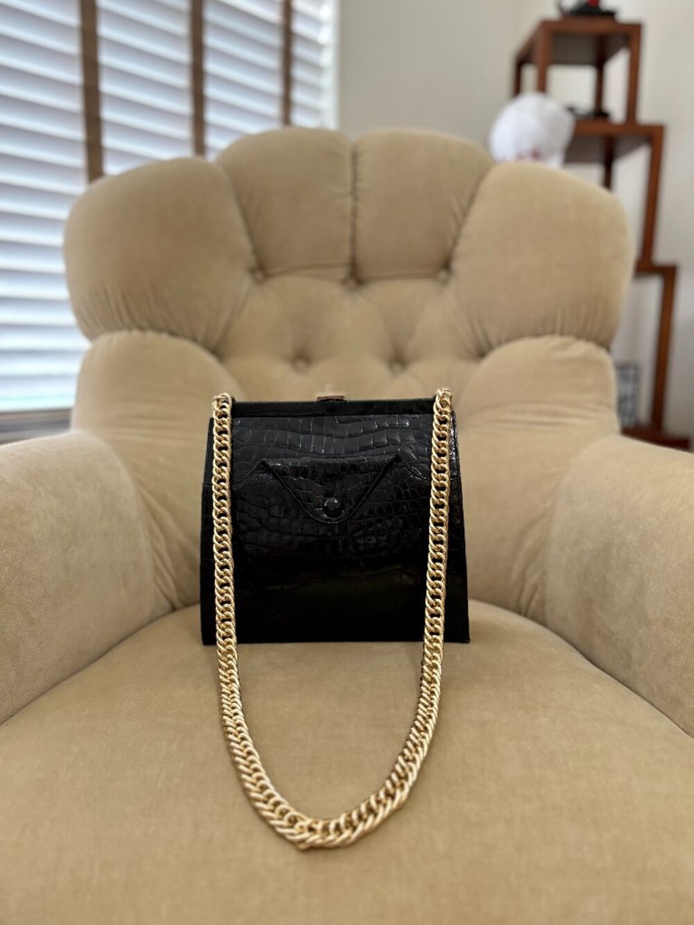 VTG Auth. MANON Genuine Alligator Circa 1960's Art Deco Frame Bag...GORGEOUS! - Picture 5 of 8